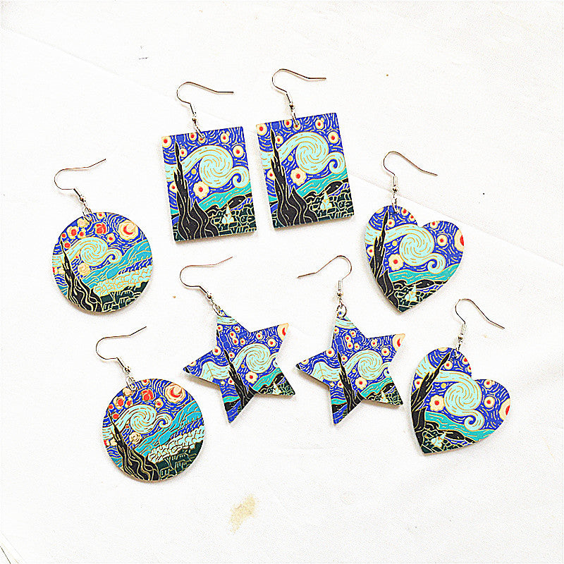 Acrylic Van Gogh artwork element earrings MIC-XieN061