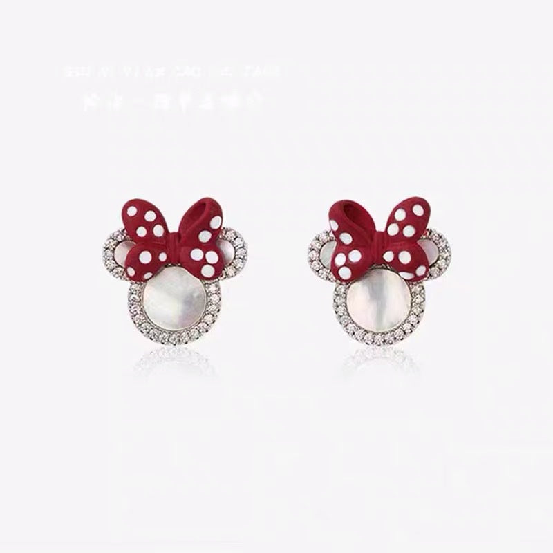 Alloy red polka dot bow tie earrings MIC-KaL011