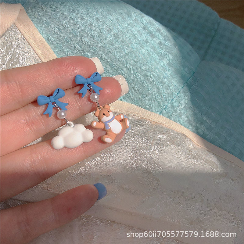 Alloy Asymmetric Blue Earrings MIC-XiM024