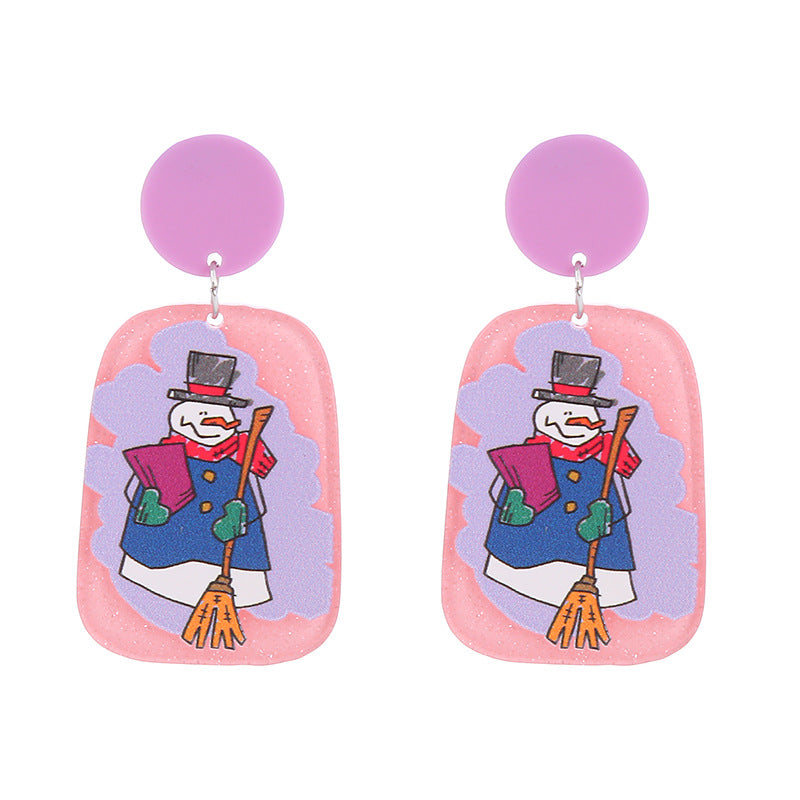 Acrylic Snowflake House Earrings (Minimo de Compra 2) MIC-ChouT032