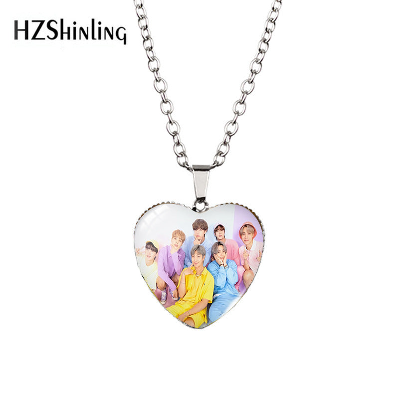 Alloy Time Gem Heart Necklace MIC-XiangL038