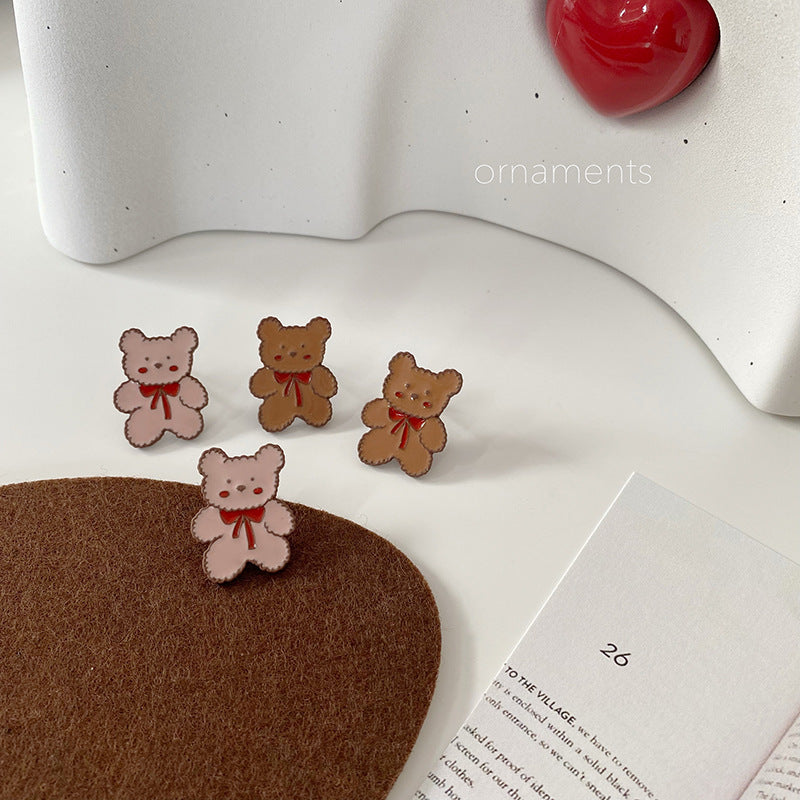 Resin Bow Bear Earrings (Minimo de compra 2) MIC-TQL013