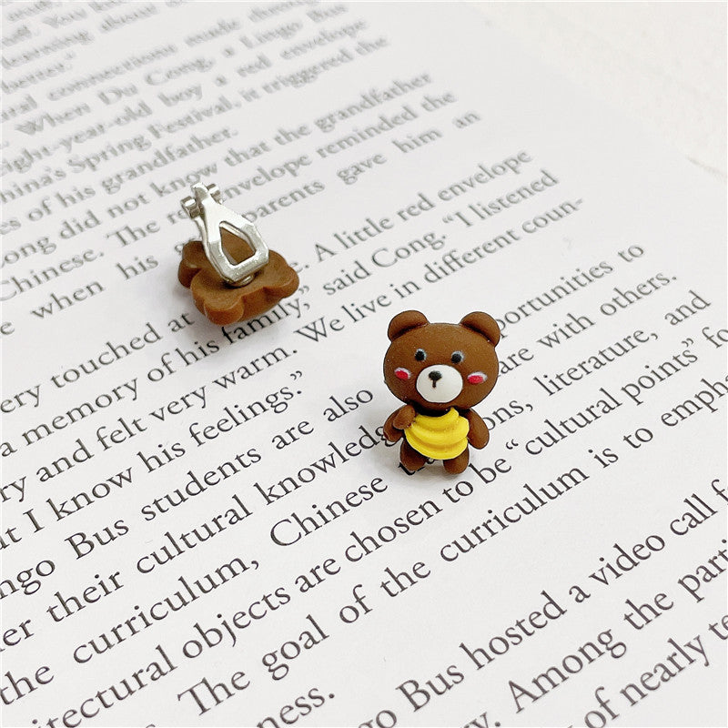 Alloy banana small bear earrings MIC-WWHM004