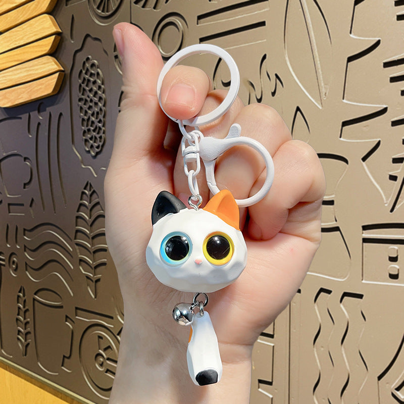 PVC cartoon three-dimensional big eyed cat keychain MIC-LanC016