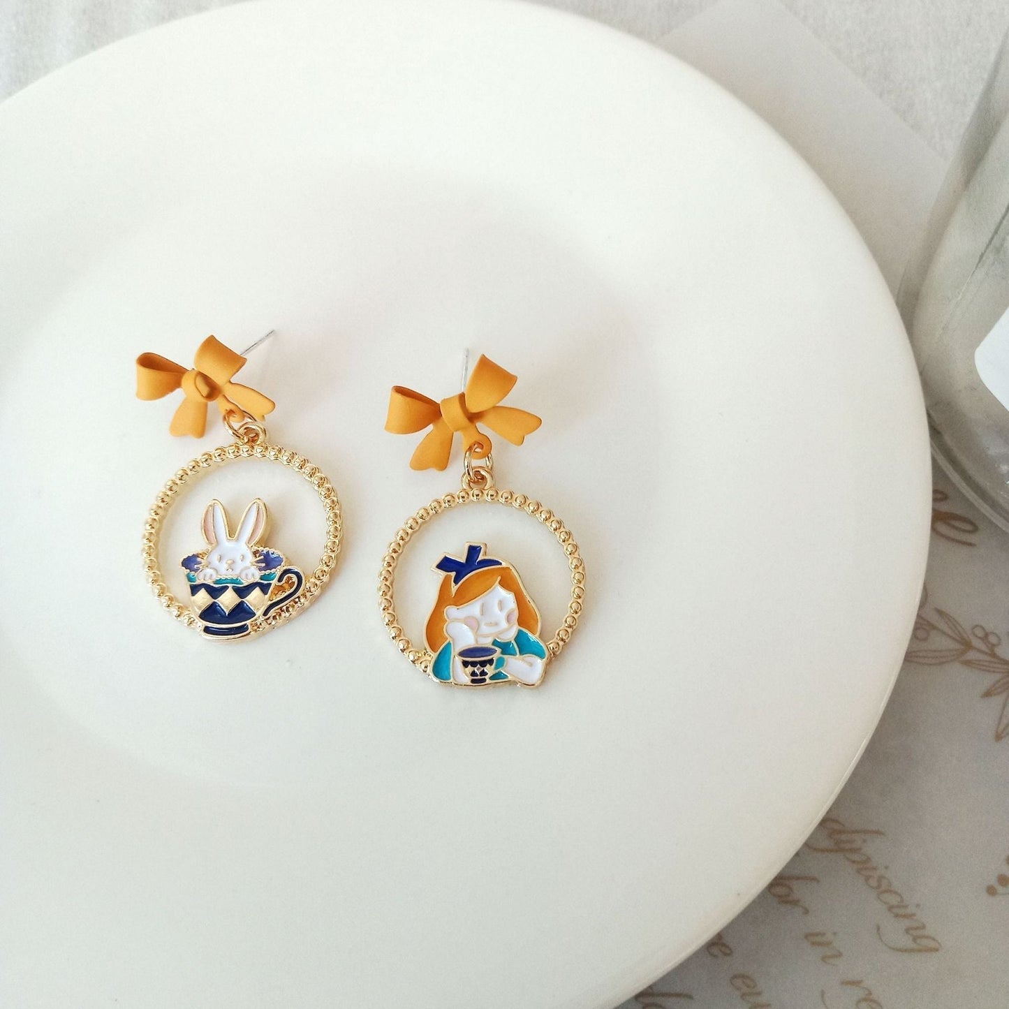 S925 Silver Needle Alloy Enamel Paint Bow Earrings (Minimo de compra 2) YKT001