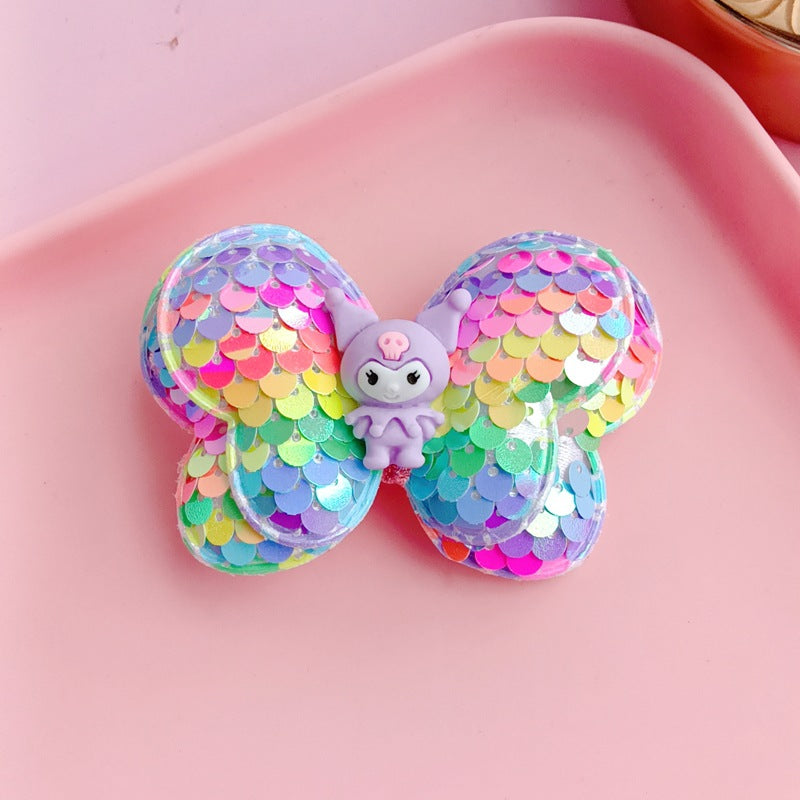 Resin cartoon sequin bow hair clip (Minimo de compra 12) MYA-ZiZ014