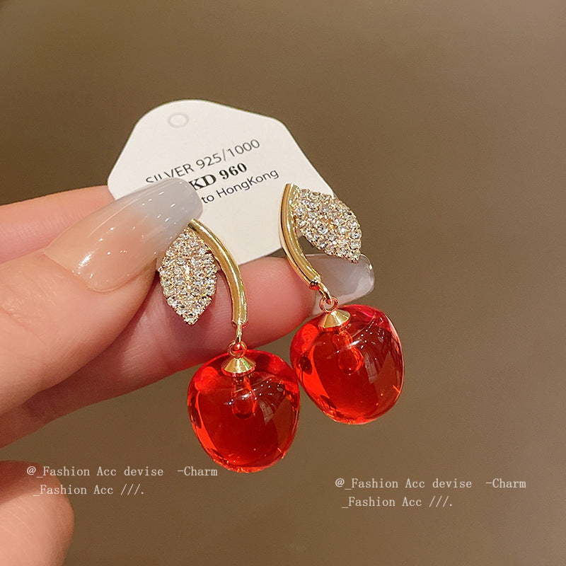 Alloy Cherry Leaf Earrings MIC-HuiH008