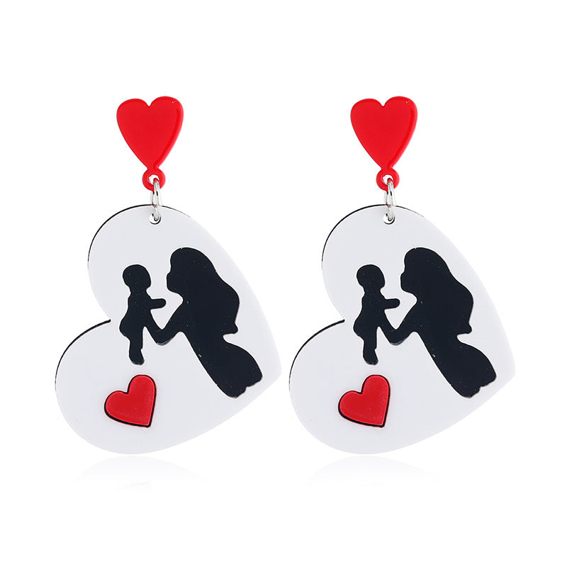 Acrylic Love Black and White Earrings MIC-KaiQ020