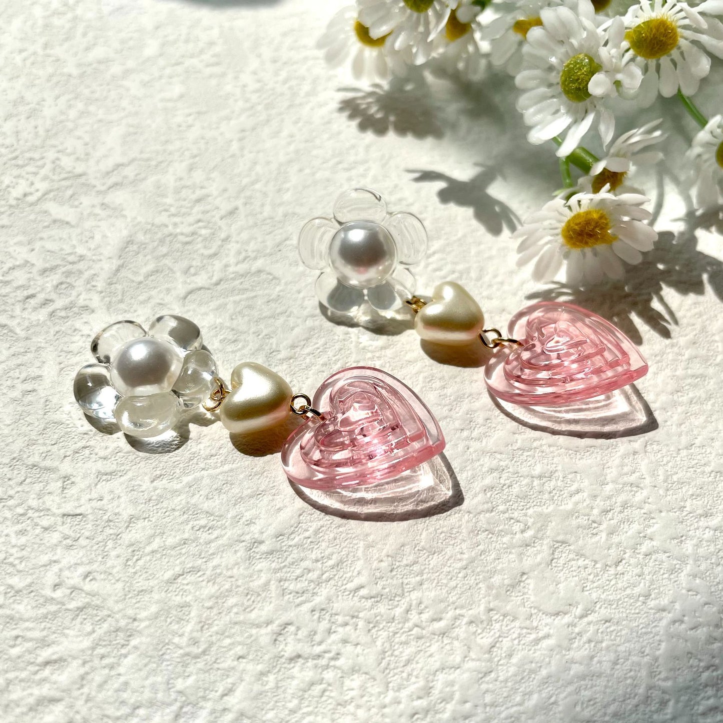 Acrylic transparent flower heart earrings MIC-MMZ001