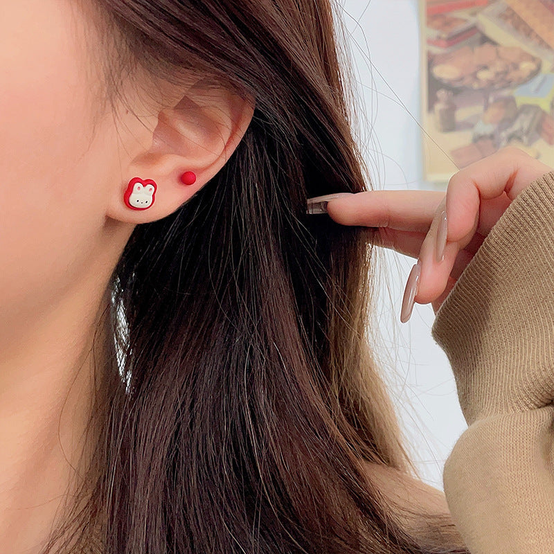 Alloy red lucky rabbit earrings (Minimo de Compra 2) MIC-HanY012