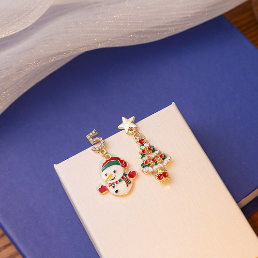 Alloy Elk Snowman Christmas Tree Earrings (Minimo de Compra 2) MYA-MDD087