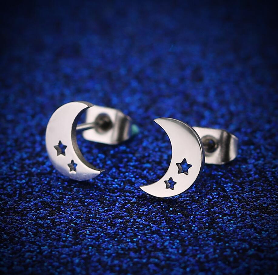 Stainless Steel Moon Earrings SS022