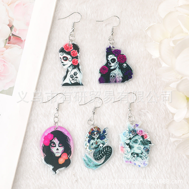 Resin Skeleton Girl Earrings (Minimo de Compra 2) MIC-YouY008