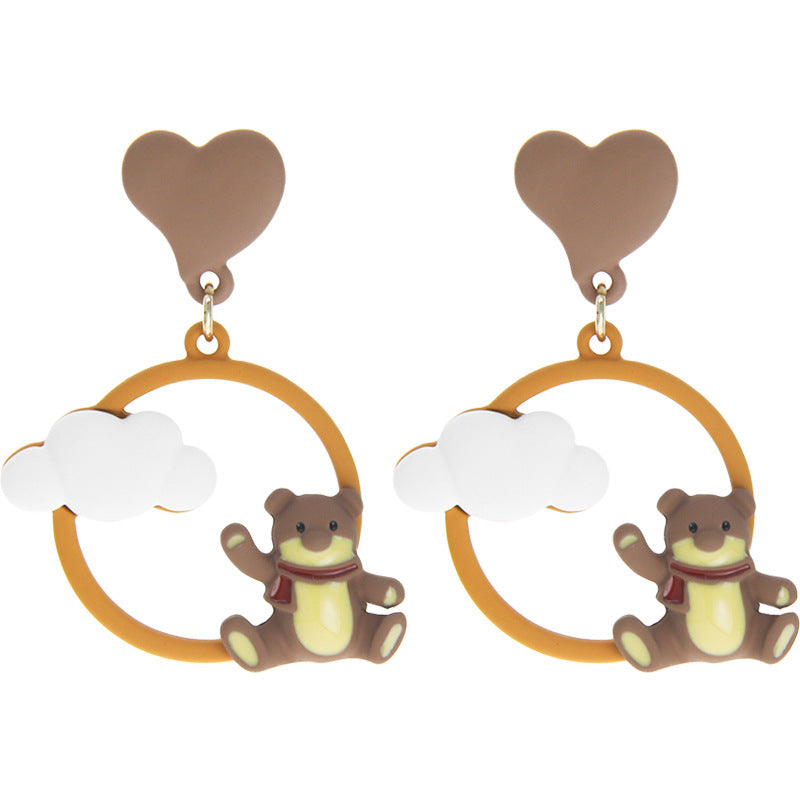 Resin Cloud Love Little Bear Earrings (Minimo de compra 2) MIC-TQL011