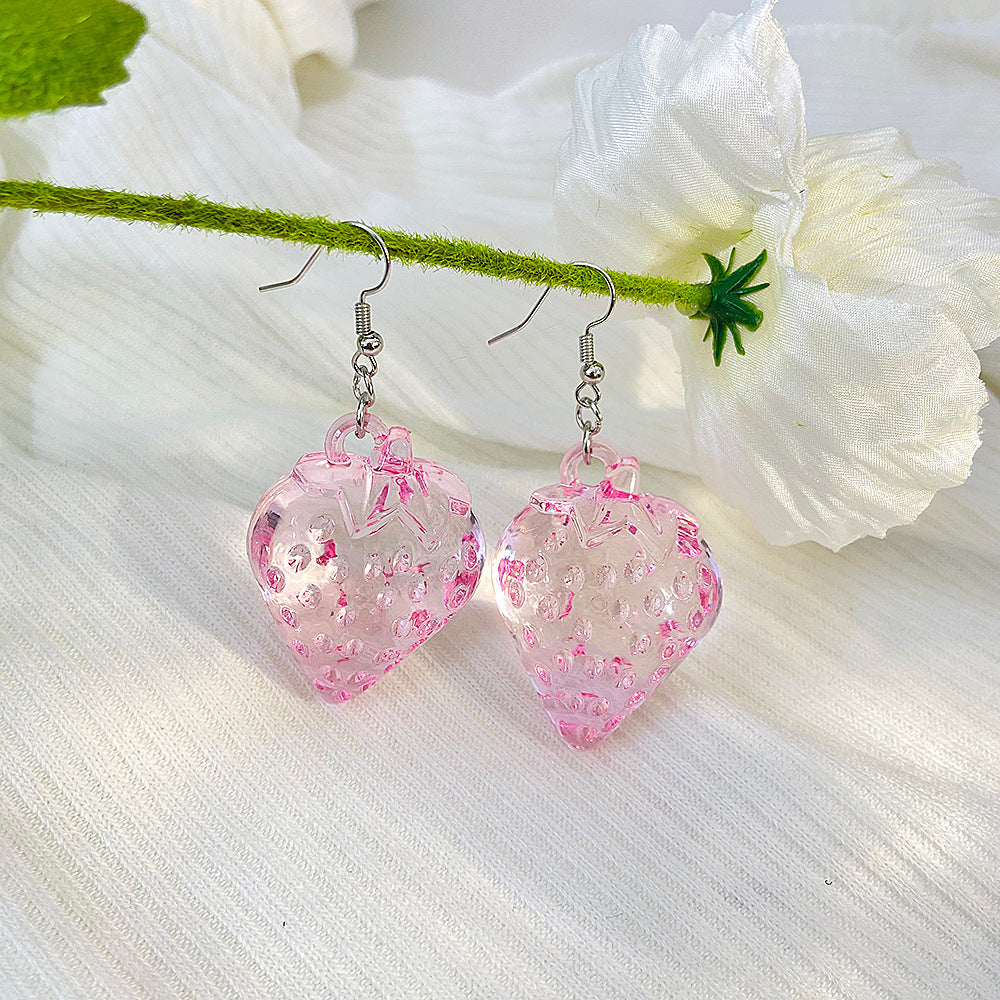 Alloy transparent strawberry earrings MIC-MaiD007