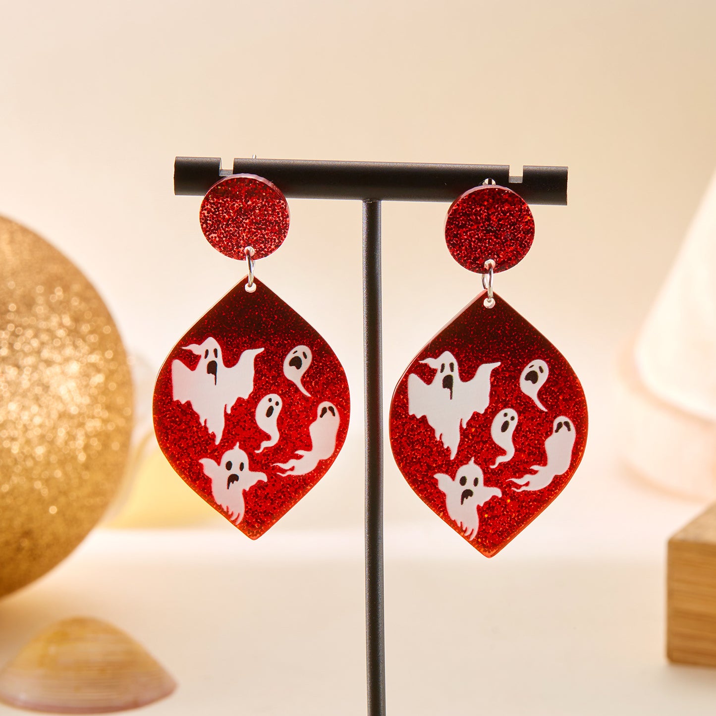 Alloy leaf carved pumpkin bat earrings MIC-ChuY006