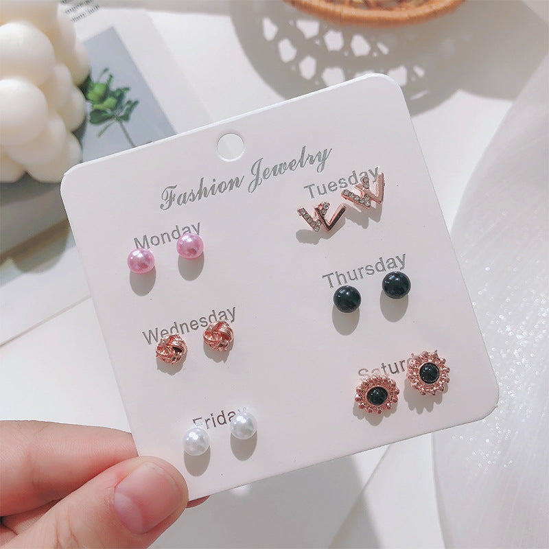 Alloy pearl bow earrings (Minimo de Compra 5) MIC-ShiY013