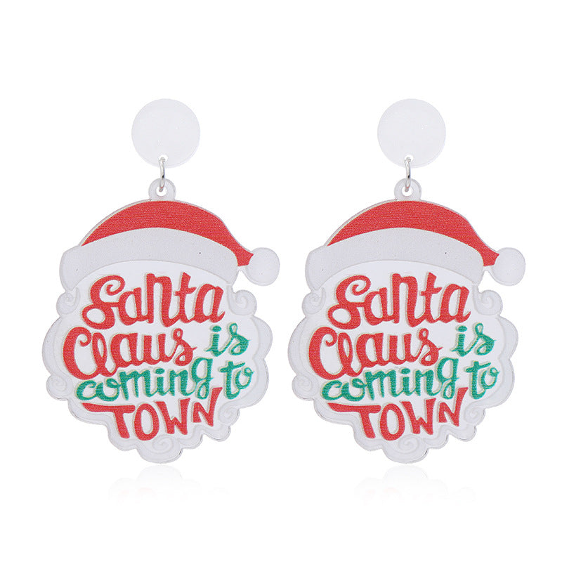 Alloy Christmas Hat Rainbow Earrings MIC-KaiQ037