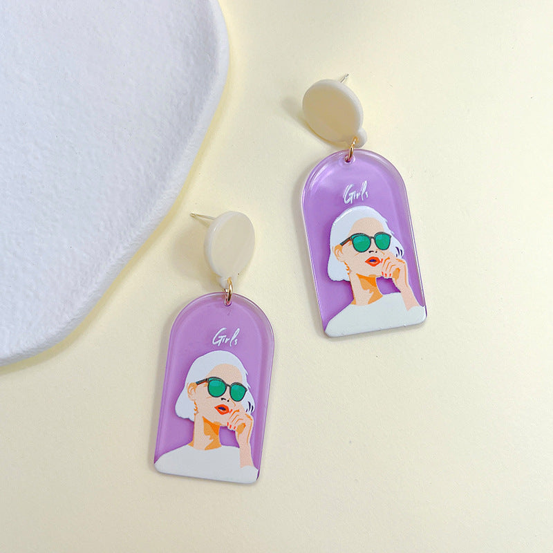 Acrylic Graffiti Embossed Earrings  (Minimo de Compra 2) MYA-PingH014