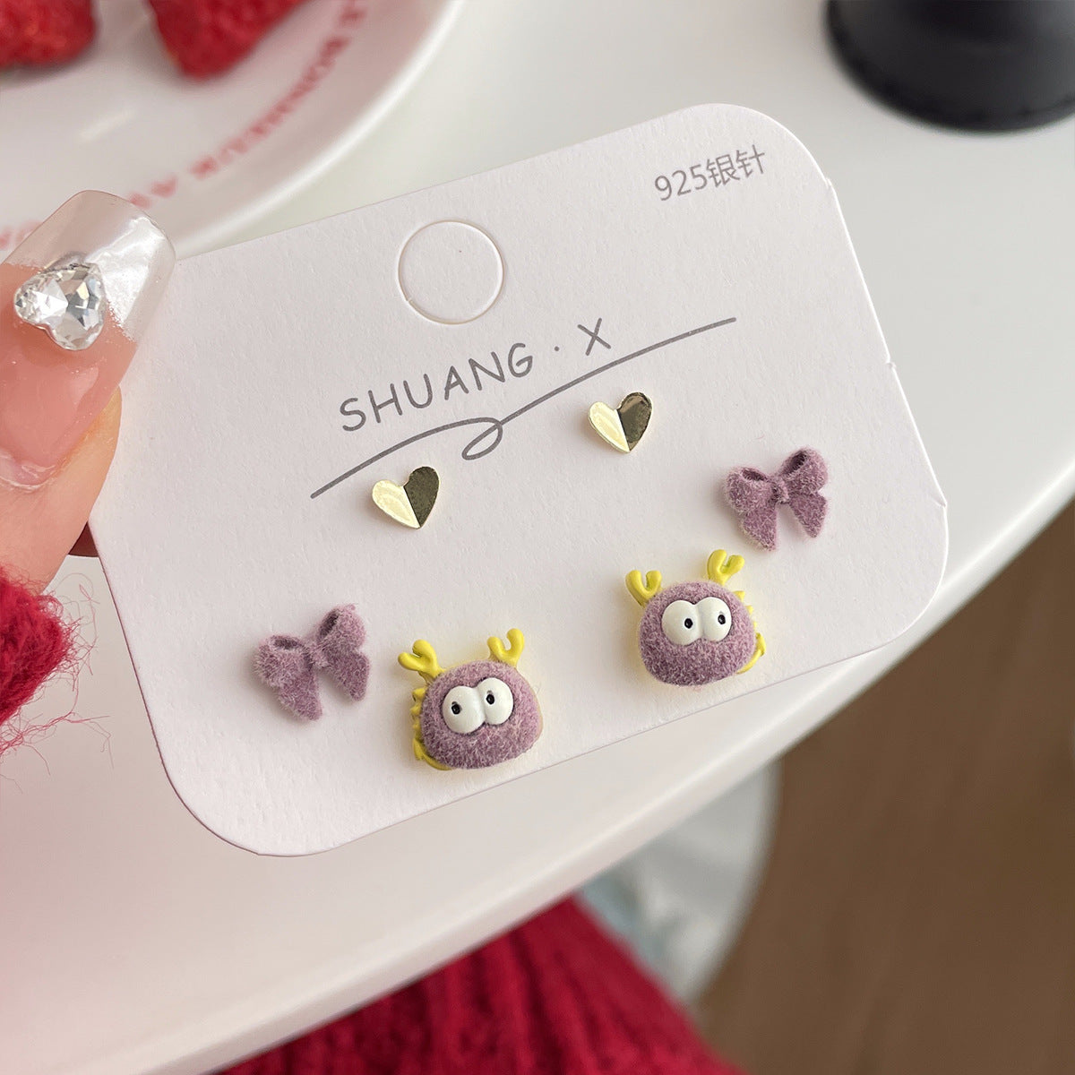 Acrylic cute flocked dragon earrings (Minimo de Compra 2) MIC-ShuangX035