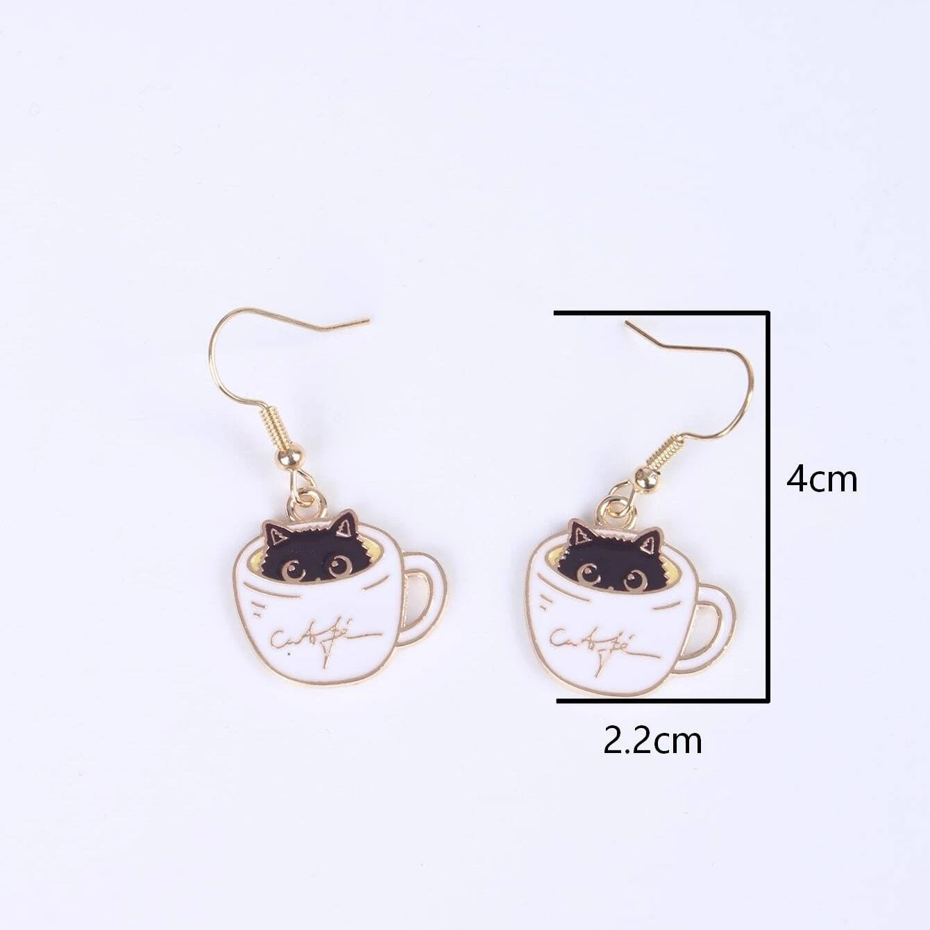 Acrylic Tea Cup Cat Earrings MIC-JianL012