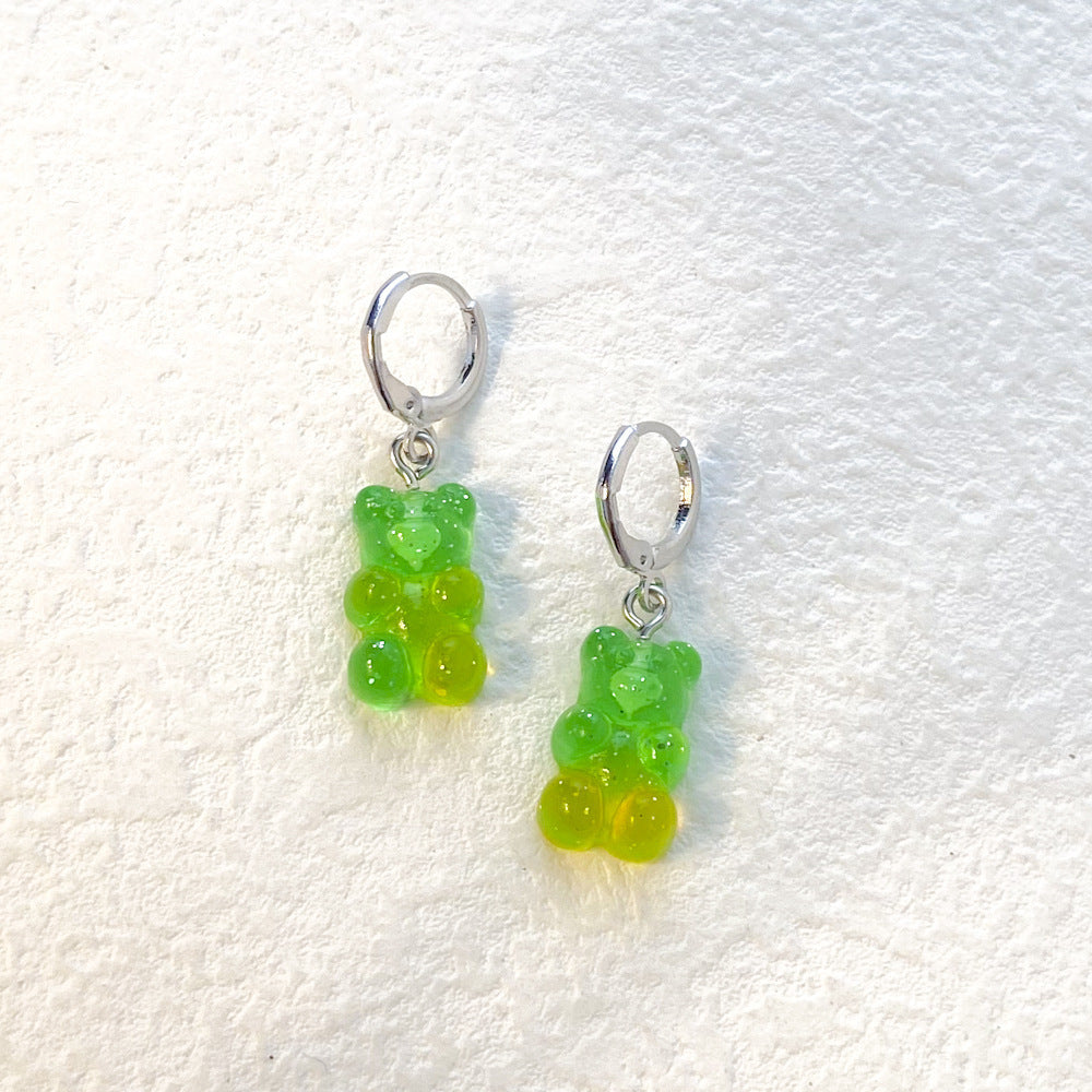 Alloy Multi Color Gradient Bear Earrings (Minimo de Compra 2) MIC-YingM017