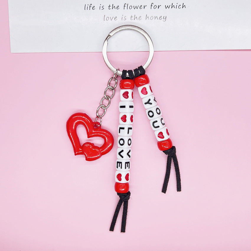 Keychains Acrylic Alloy Bohemia I LOVE YOU MIC-RRui001