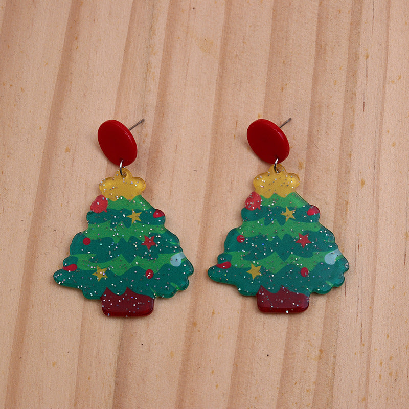 Acrylic Christmas Tree Deer Snowflake Earrings MYA-DuA077