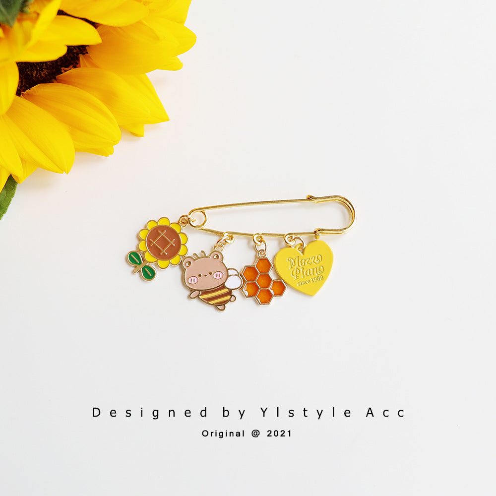 Alloy cartoon little bee flower brooch (Minimo de Compra 3) MIC-JiangL029