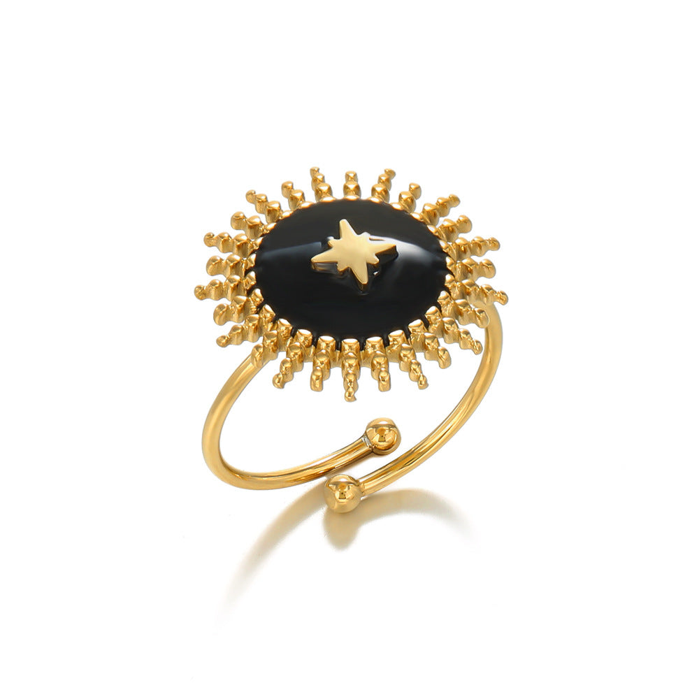 Gold Plated Stainless Steel Sunflower Ring （Minimo de compra 2） MYA-chenH009