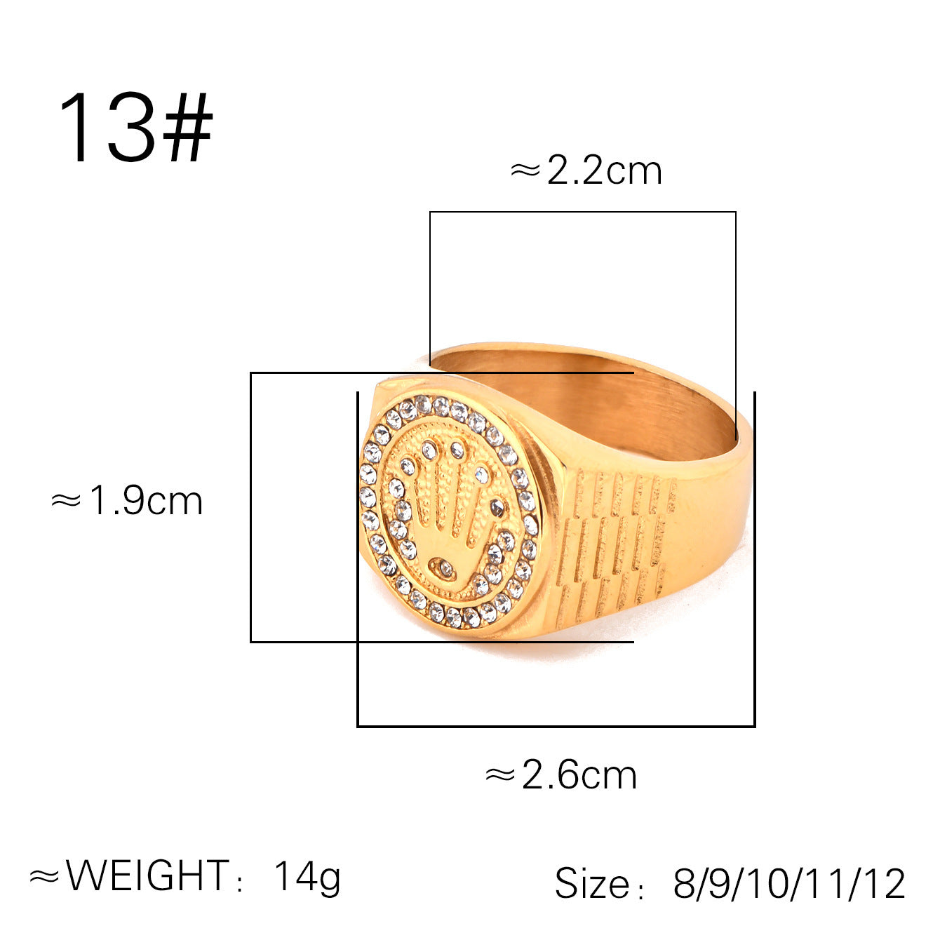 Stainless steel gold-plated crown three bead ring MYA-YHZX011