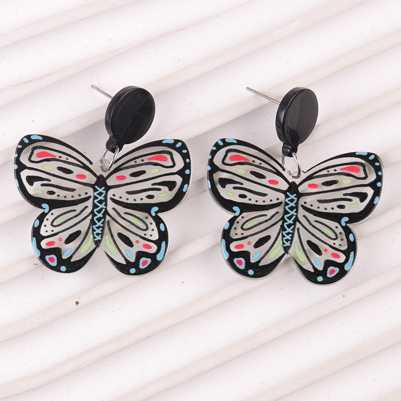 Acrylic contrasting butterfly earrings MYA-DuA088