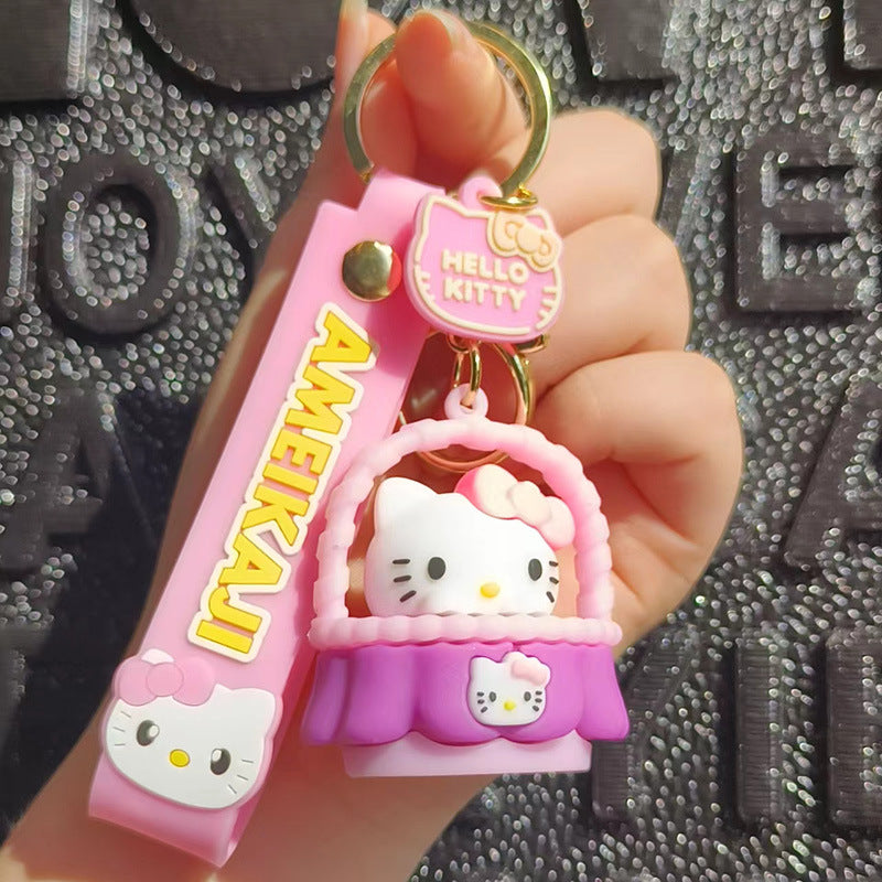 PVC cartoon basket cat keychain MIC-FeiR009