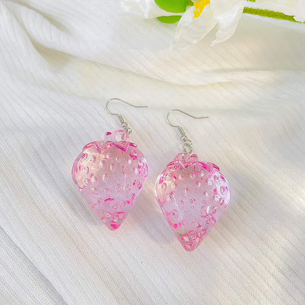 Alloy transparent strawberry earrings MIC-MaiD007