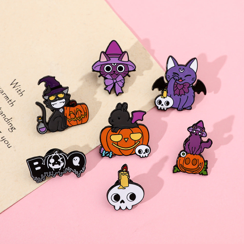 Alloy cartoon pumpkin kitten brooch (Minimo de Compra 2) MIC-ZhuoL020