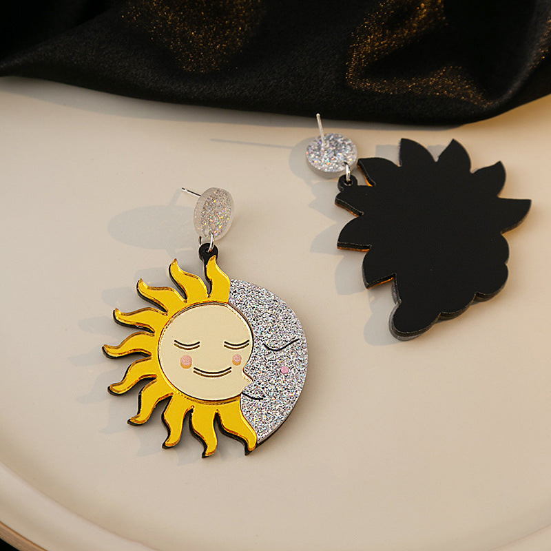 Acrylic smiley face sunflower earrings MIC-HongC022