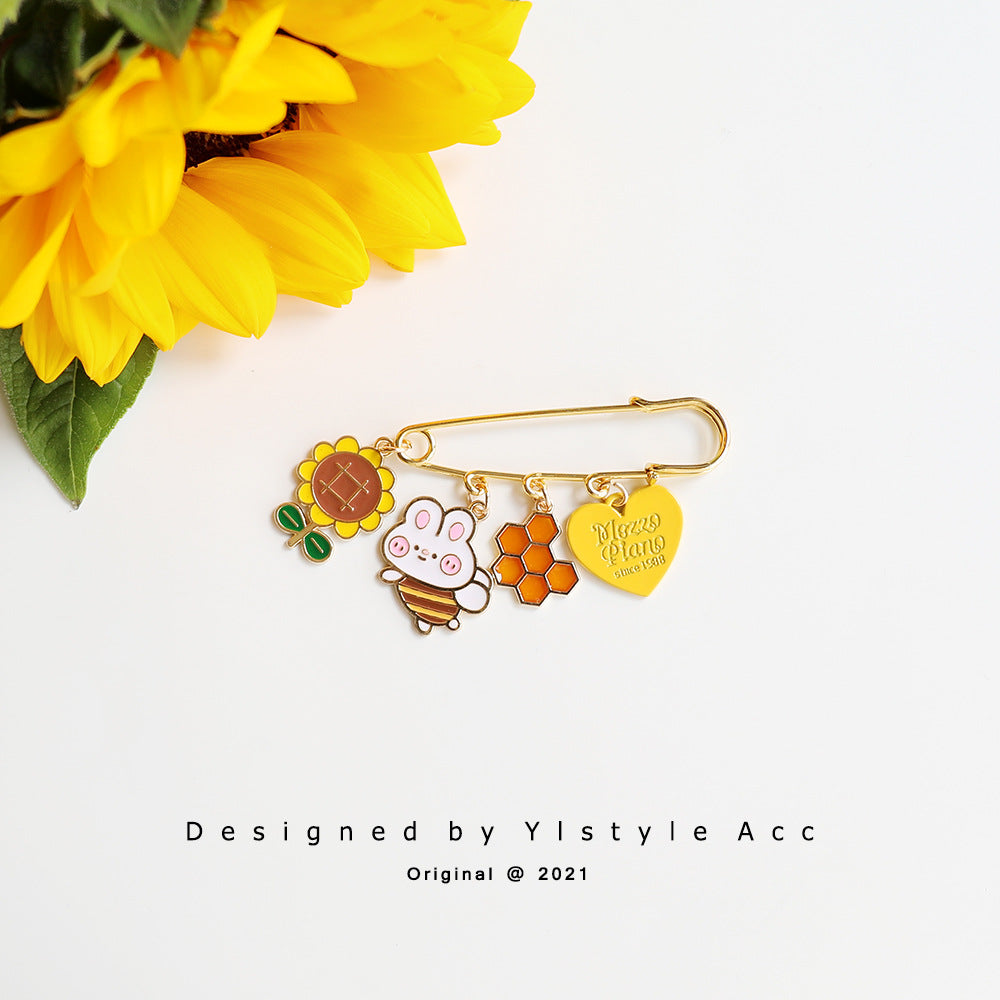 Alloy cartoon little bee flower brooch (Minimo de Compra 3) MIC-JiangL029