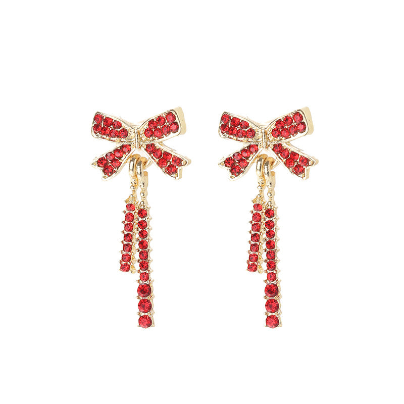 Alloy bow tassel earrings MIC-FLT007