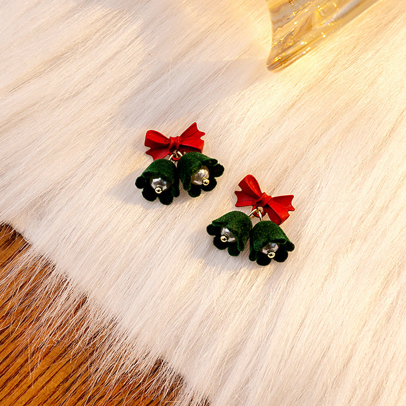 Alloy Christmas bow pearl earrings MIC-MDD191