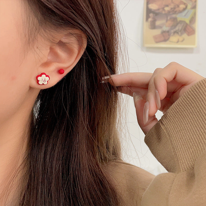 Alloy red lucky rabbit earrings (Minimo de Compra 2) MIC-HanY012