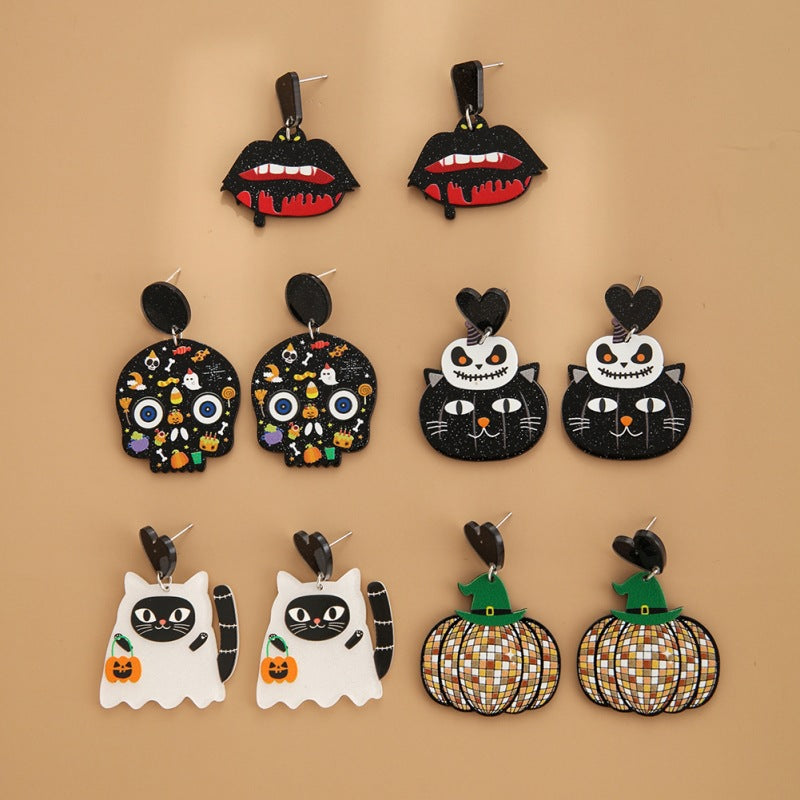 Acrylic Halloween cartoon printed earrings (Minimo de Compra 3) MIC-YuanQ004