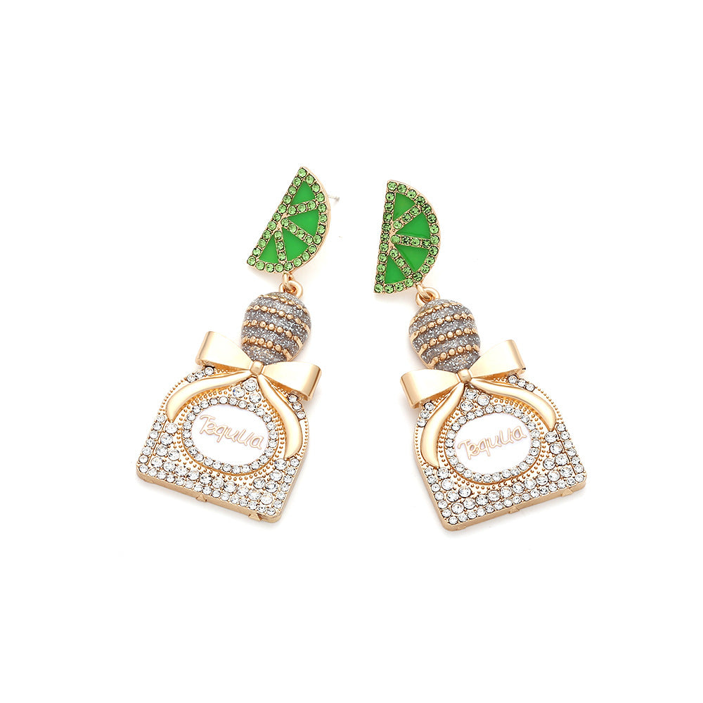 Alloy Diamond Tequila Bottle Earrings MIC-ManY074