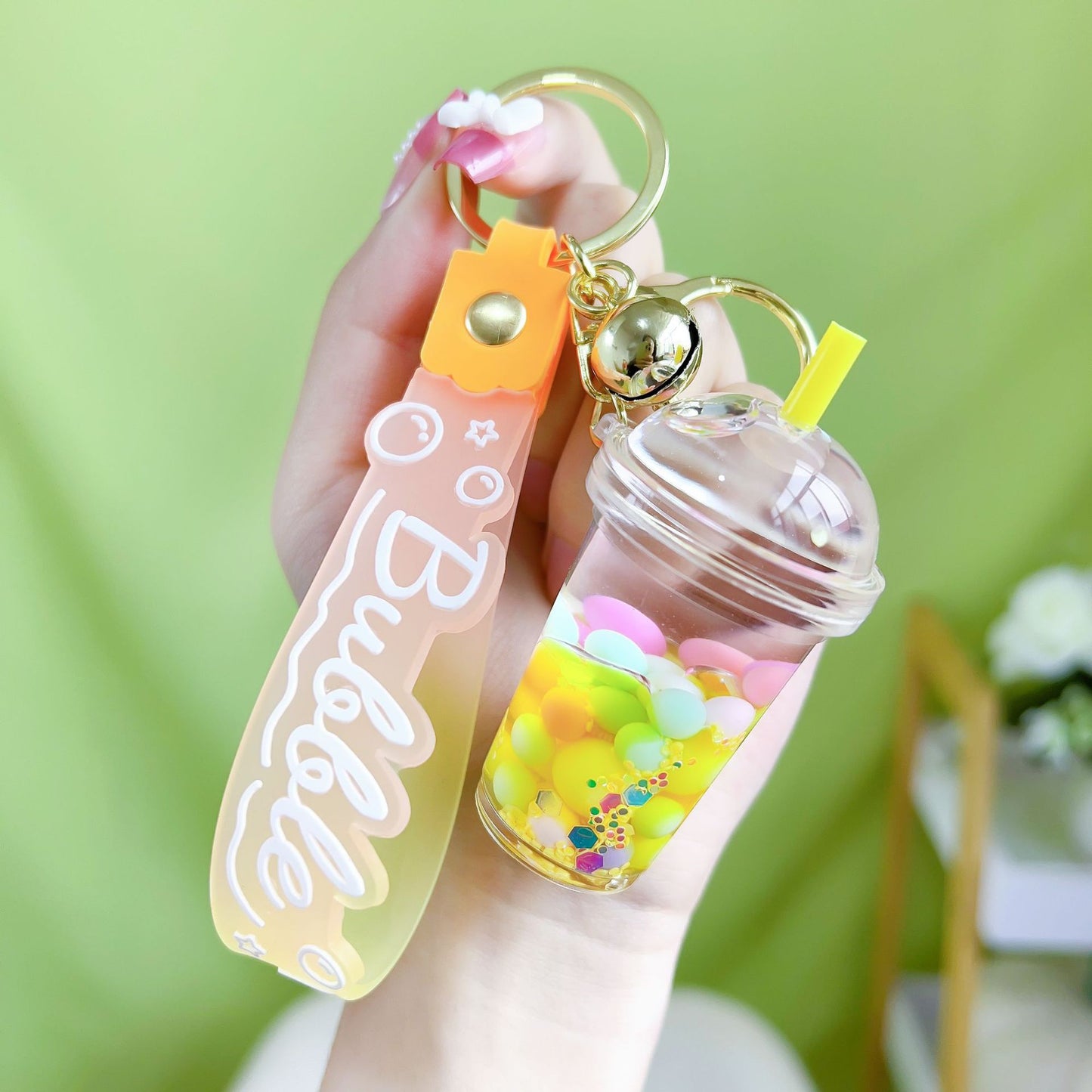 Acrylic Luminous Oil Milk Tea Cup Keychain MIC-YanG010