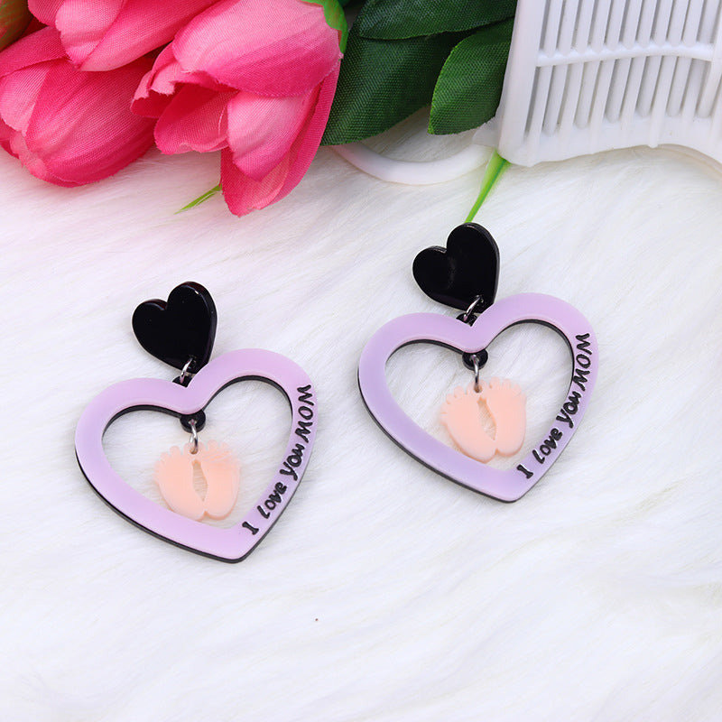 Mother's Day Acrylic Heart Earrings