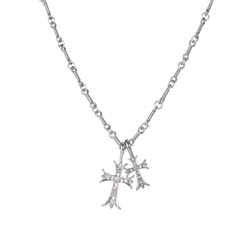 Stainless steel diamond studded cross necklace (Minimo de Compra 2)  MYA-ZhongR005