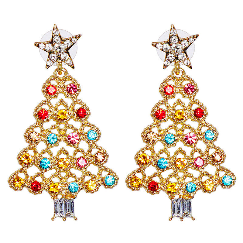 Alloy cartoon Christmas tree tassel earrings MIC-ChuY011