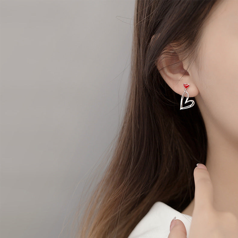 Alloy asymmetric love earrings (Minimo de compra 2) MIC-WeiH001