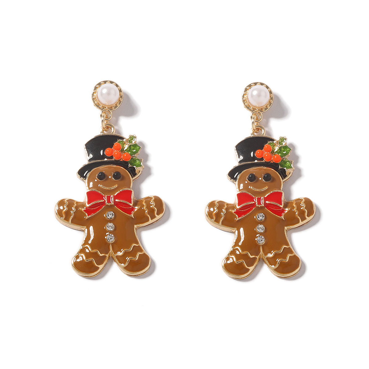 Alloy hat wearing cartoon gingerbread man earrings MIC-YueL025