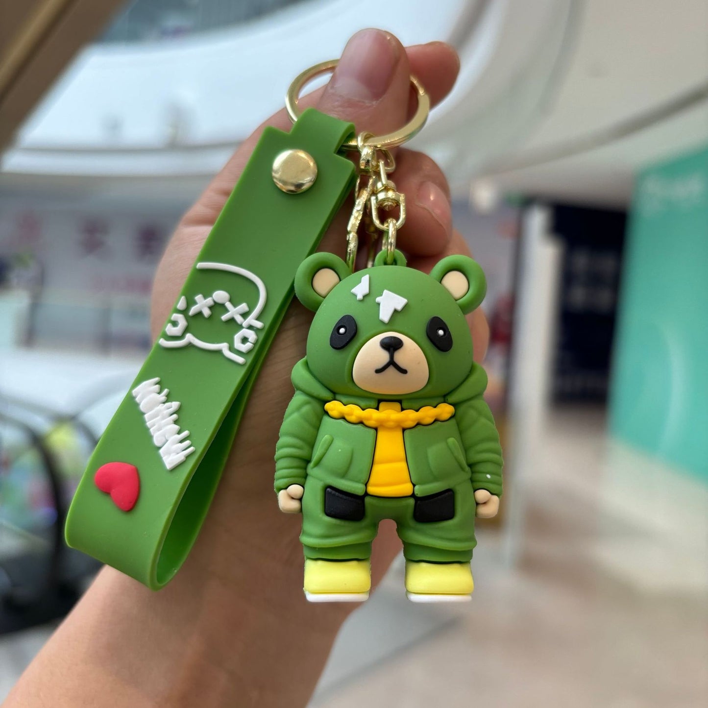 PVC cartoon cross dressing teddy bear keychain MIC-PengY052