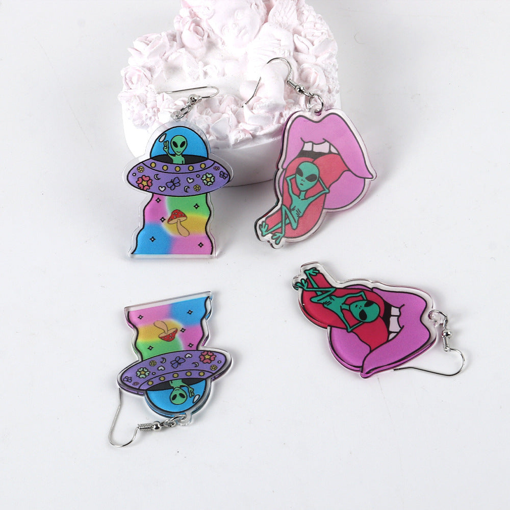 Acrylic alien earrings MIC-ChouD031